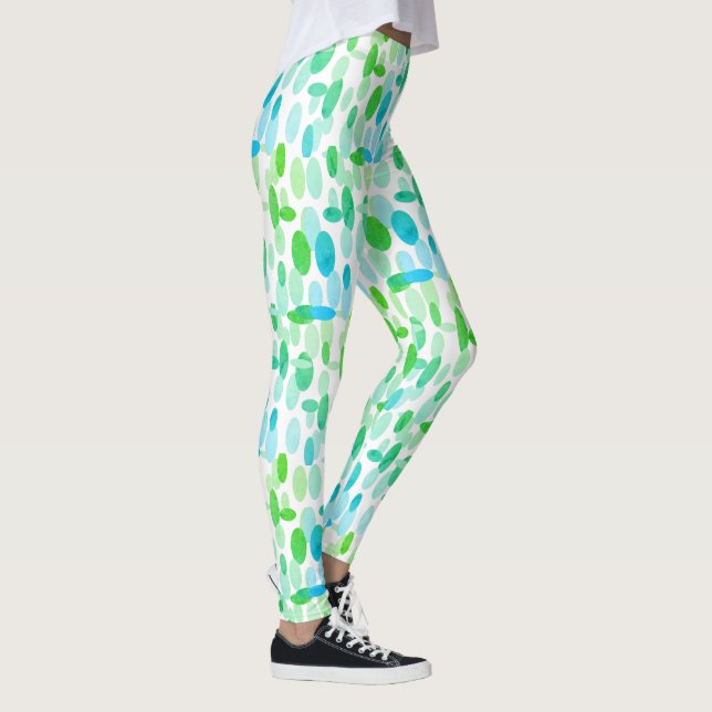 Leggings com Estampa de Bolinhas Ovais Azul Turque (Direita)
