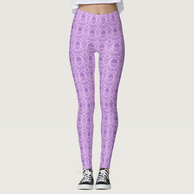 Leggings com Estampa de Caveira Gótica Barroca Pas (Frente)