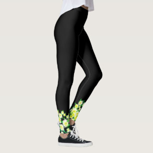 Leggings com Estampa de Flores de Figos Azedos Fun