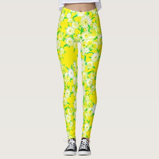 Leggings com Estampa de Flores de Figos Azedos Fun (Frente)