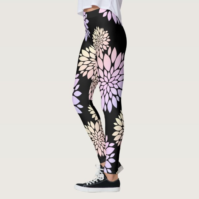 Leggings com Estampa de Flores Pétalas de Pastel (Esquerda)