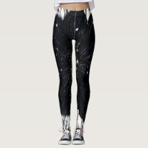 Leggings com Estampa de Folha de Palmeira Preta e