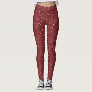 Leggings com Estampa de Folhas e Videira Rosa e Ve