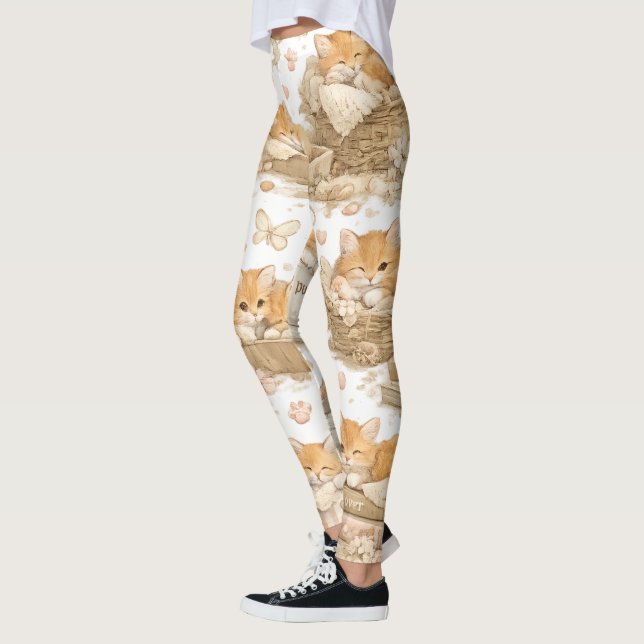 Leggings com Estampa de Gato Laranja (Esquerda)