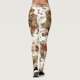 Leggings com Estampa de Grãos de Café