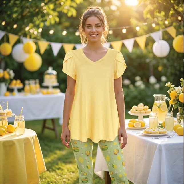 Leggings com Estampa de Limão de Verão (Criador carregado)