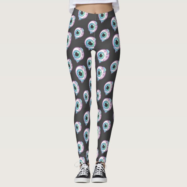 Leggings com Estampa de Olho Pastel Gótico Doce (Frente)