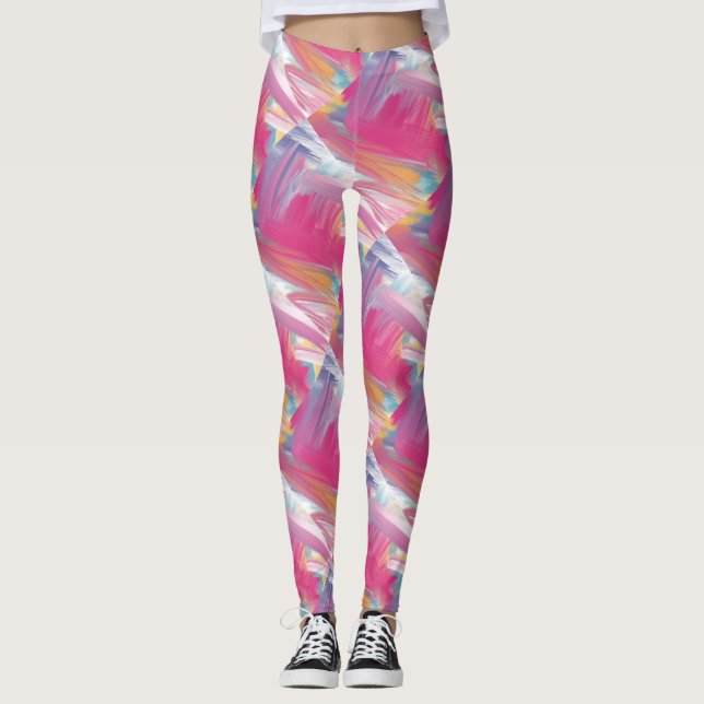 Leggings com Estampa de Pincelada Áspera Moderna (Frente)