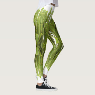 Leggings com Estampa de Planta Suculenta Verde Fun