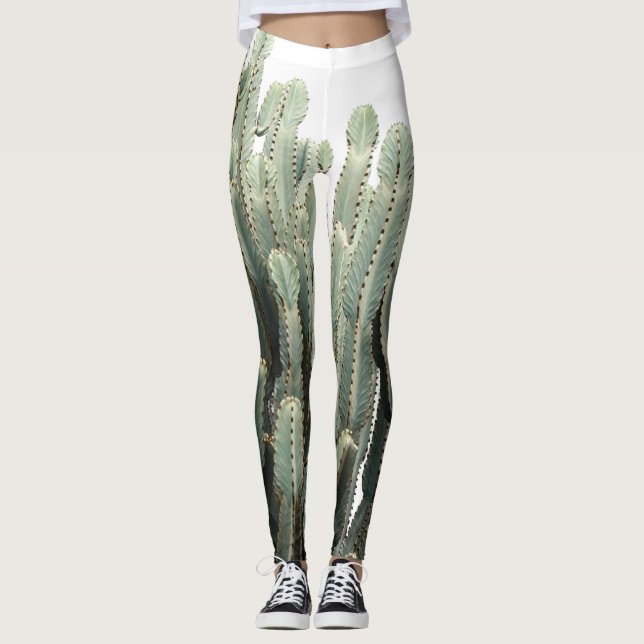 Leggings com Estampa de Planta Suculenta Verde Fun (Frente)