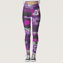 Leggings com Estampa de Rabiscos Roxos
