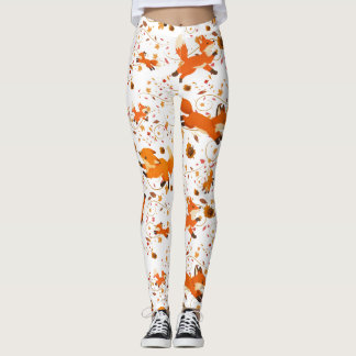 Leggings com Estampa de Raposas Fofas de Outono