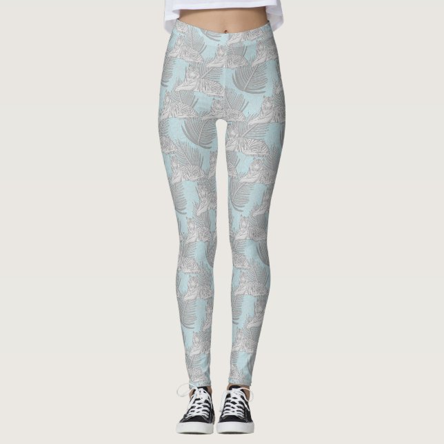 Leggings com Estampa de Tigre da Selva Azul (Frente)