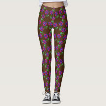 Leggings com Estampa Floral Bonita de Pensamento