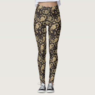 Leggings com Estampa Paisley Marrom-Bege