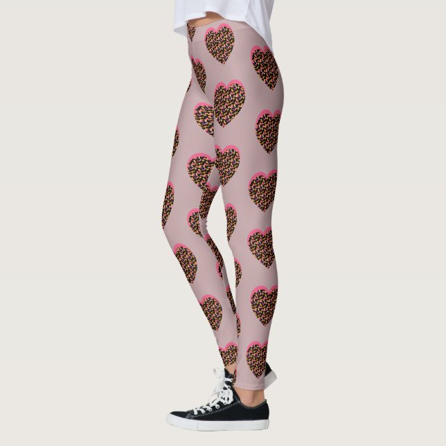 Leggings com Estampa Rosa e Preta Coração de Guepa (Esquerda)