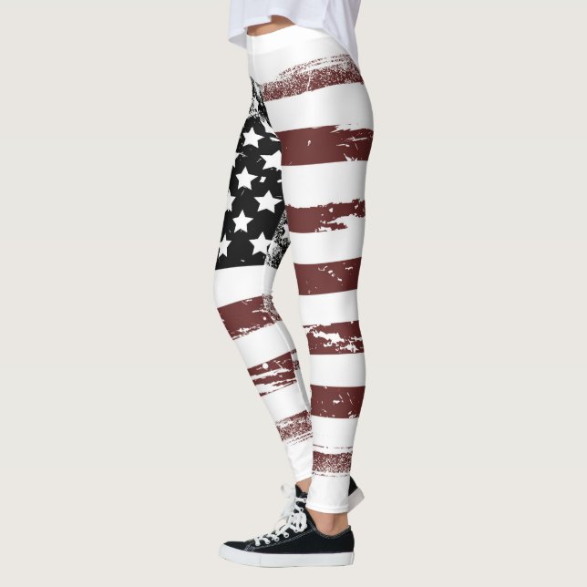 Leggings com Estandarte dos EUA Desbotado de Aparê (Esquerda)