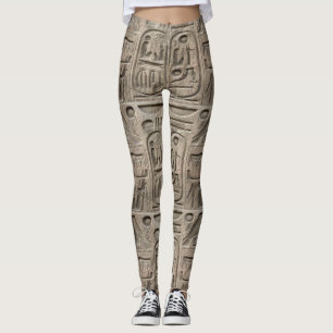 Leggings com Estilo de Padrão de Hieróglifos Egípc