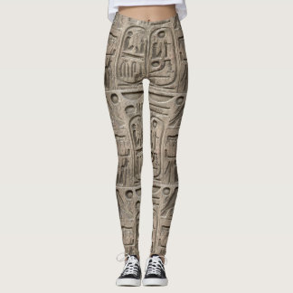 Leggings com Estilo de Padrão de Hieróglifos Egípc