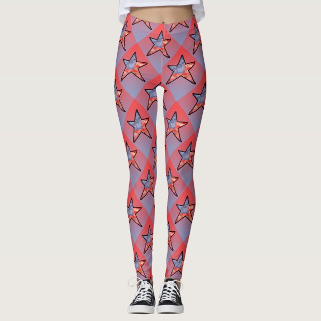 Leggings com Estrela da Bandeira Americana (Frente)