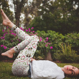 Leggings com folhagem de bagas de azevinho de Nata