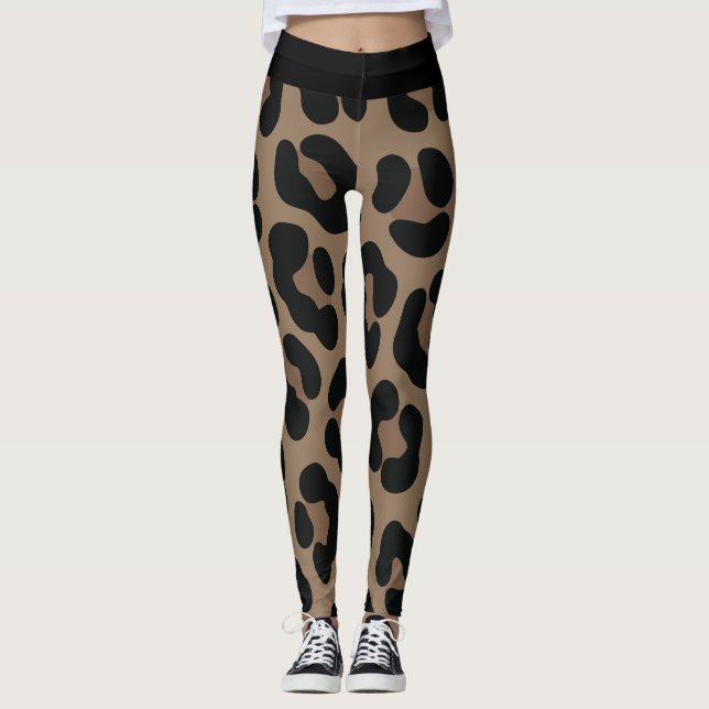 Leggings com Fundo de Estampa de Pele de Leopardo (Frente)