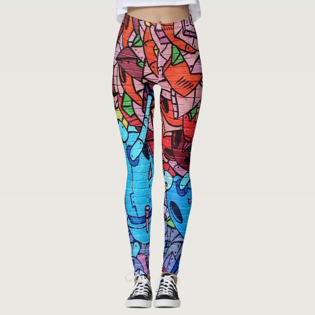 Leggings com Grafite de Rua Arte Urbana Parede de  (Frente)