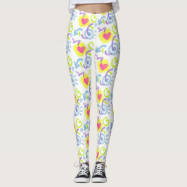 Leggings com Impressão de Coração Retro dos Anos O