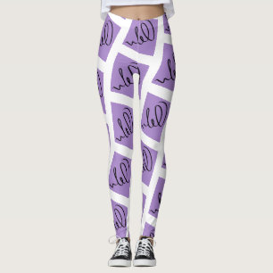 Leggings com Impressão de Escrita de Arte Abstrata