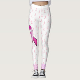 Leggings com Laço de Conscientização do Câncer de 