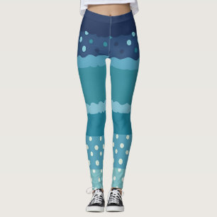 Leggings com Listras e Bolinhas em Tons de Azul
