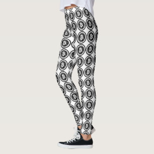Leggings com Logo da Moeda Negra Bitcoin Distorcid