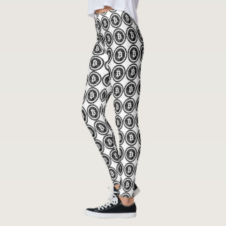 Leggings com Logo da Moeda Negra Bitcoin Distorcid