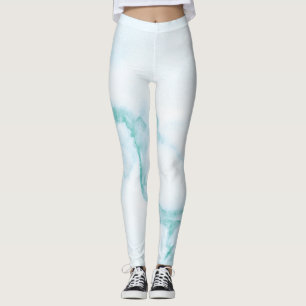 Leggings com Mármore Turquesa