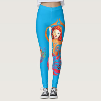 Leggings com Mulher de Meditação Yoga Design Arco-