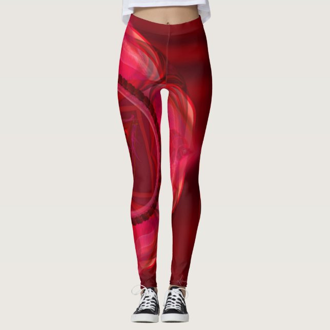 Leggings com o Real Mandala Vermelho - Prontos par (Frente)