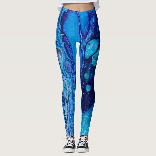 Leggings com obra de arte do oceano (Frente)