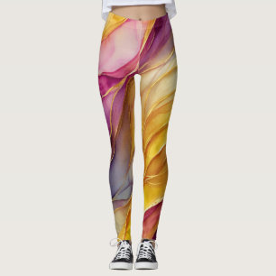 Leggings com ondas vibrantes de cor