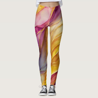 Leggings com ondas vibrantes de cor
