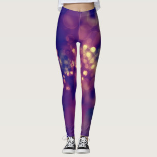 Leggings com padrão bokeh roxo e rosa abstrato