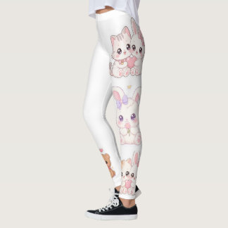 Leggings com Padrão de Amigos Animais Fofos Kawaii
