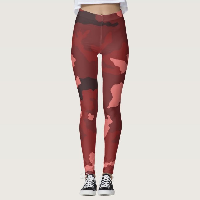 Leggings com padrão de camuflagem vermelho (Frente)