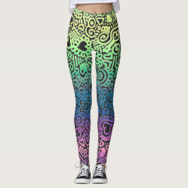 Leggings com Padrão de Doodle Pastel