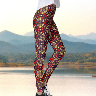 Leggings com Padrão de Flor de Cerejeira Ornamenta