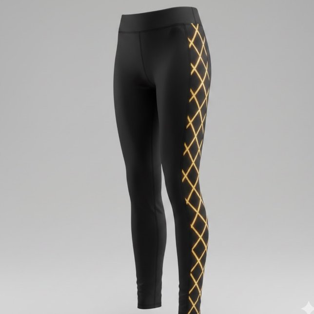 Leggings com Padrão de Grade Brilho Dourado (Criador carregado)