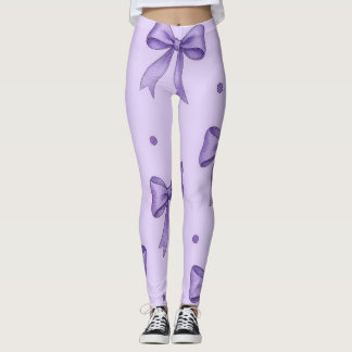 Leggings com Padrão de Laço Lavanda