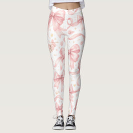 Leggings com Padrão de Laço Rosa
