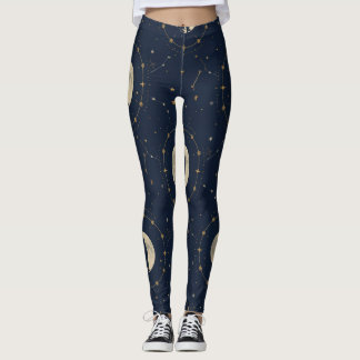 Leggings com Padrão de Lua de Lobo Uivando Celesti