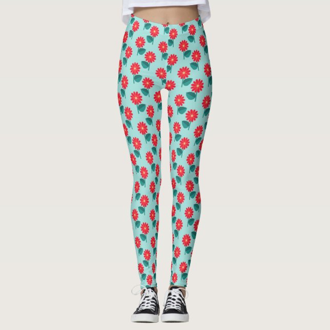Leggings com Padrão de Margarida Fofa (Frente)