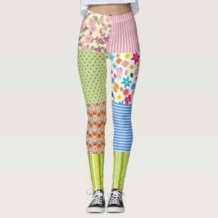 Leggings com Padrão de Patchwork Capotado